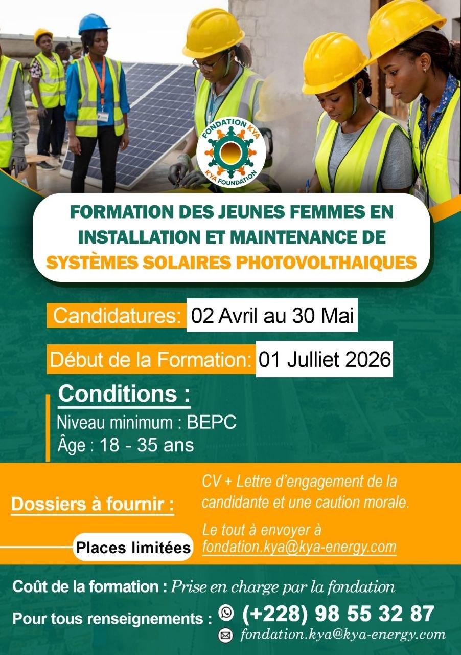 Formation des jeunes femmes en maintenance et installation de systèmes solaires photovoltaïques
